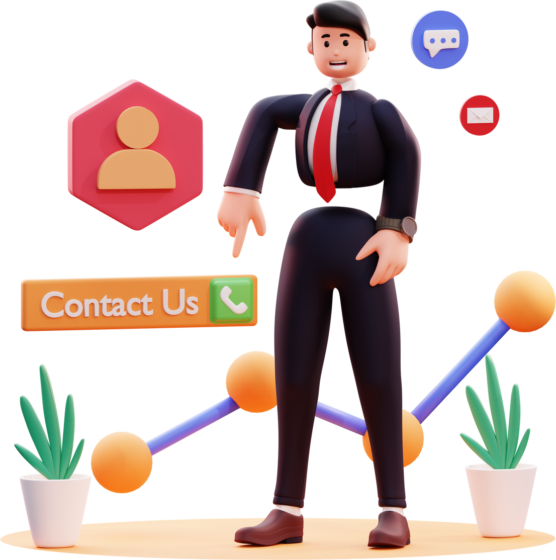 3d character businessman illustration call to action